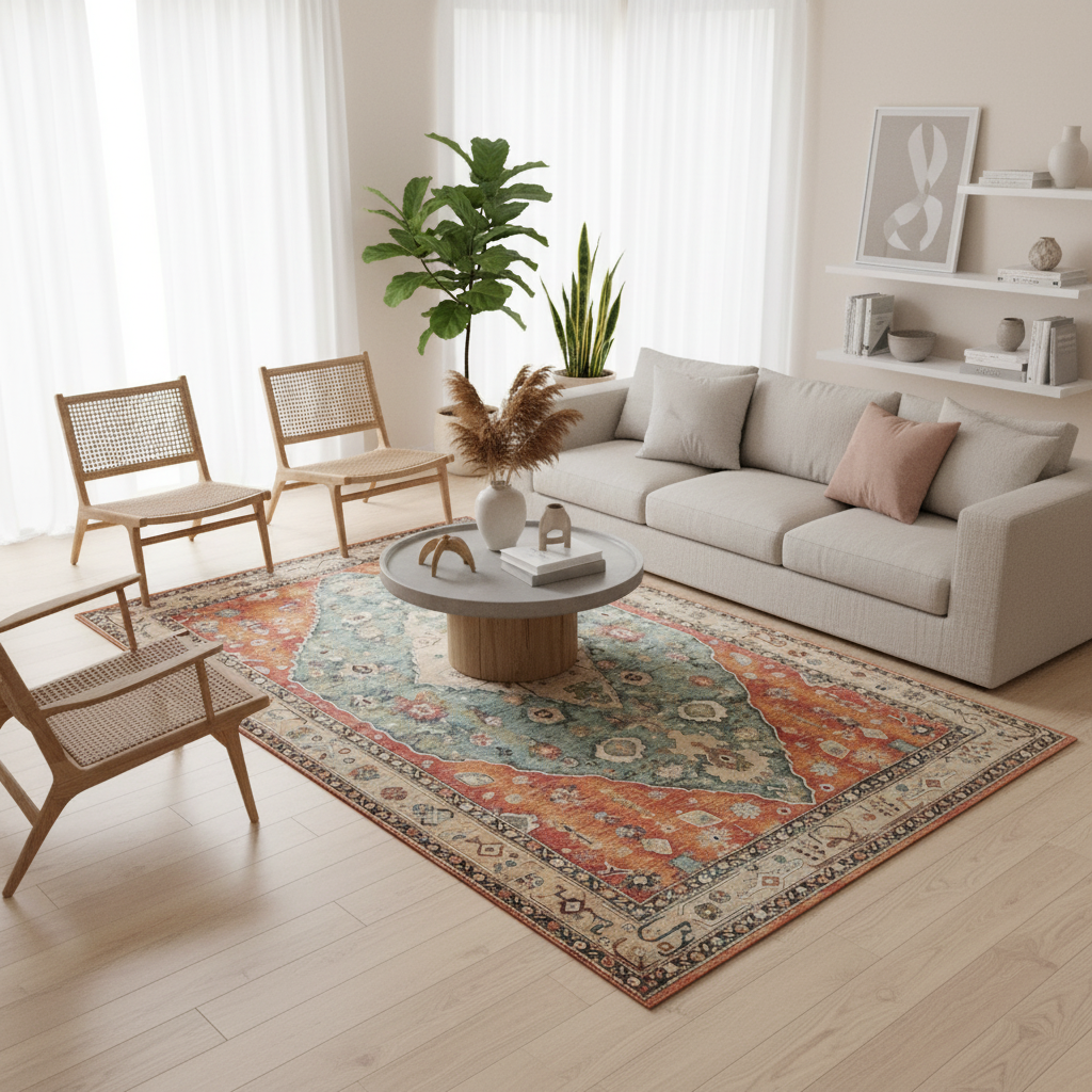 Tapis Berbère Floral en Losange - Élégance et Authenticité