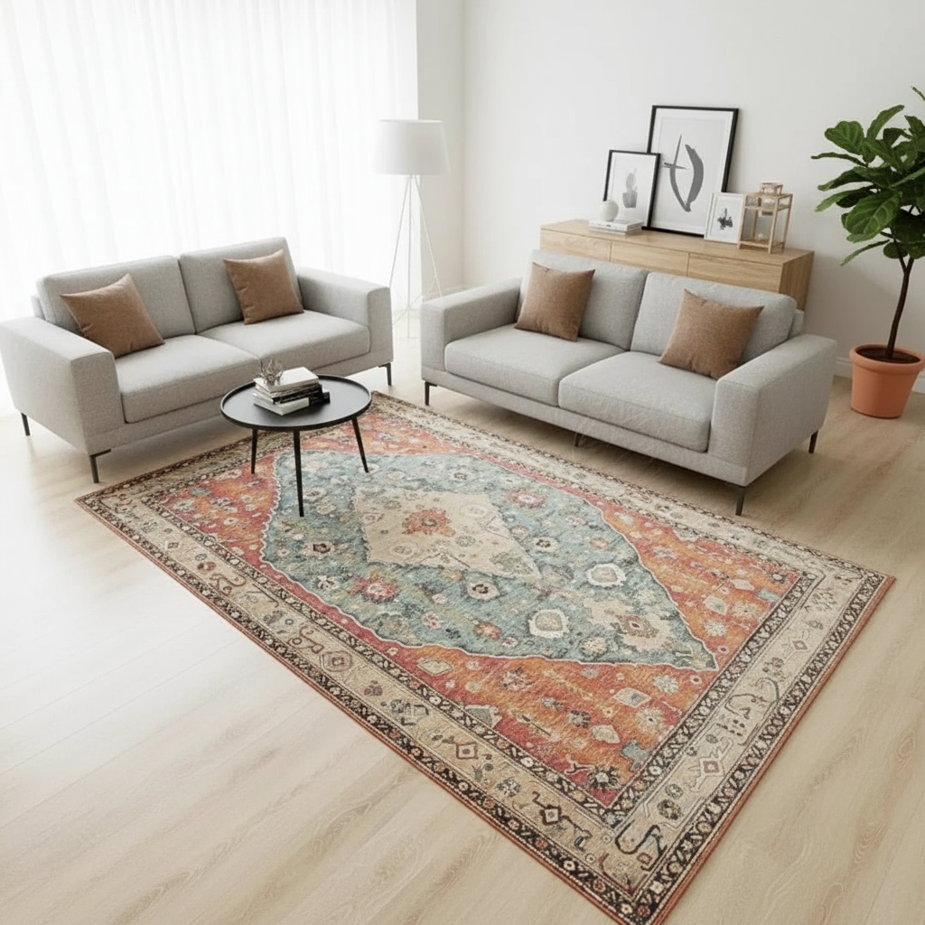 Tapis Berbère Floral en Losange - Élégance et Authenticité