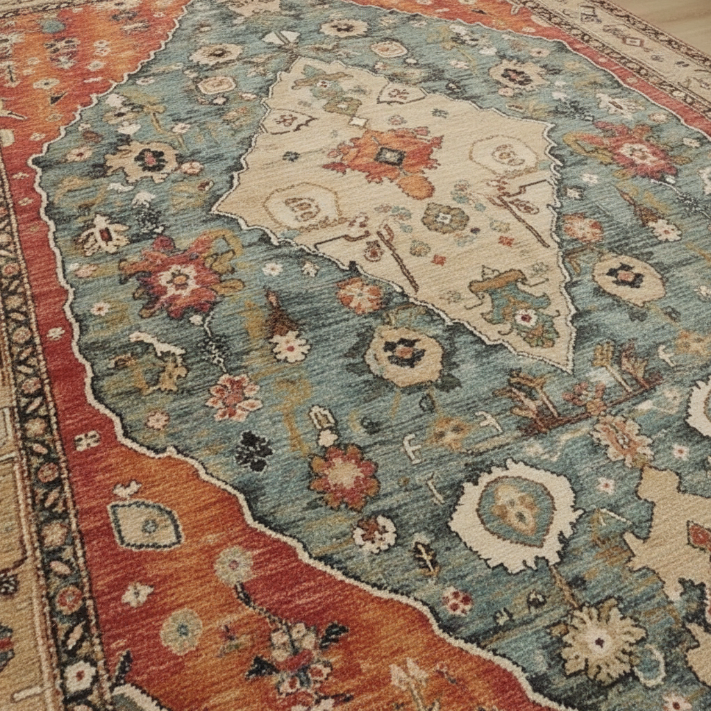 Tapis Berbère Floral en Losange - Élégance et Authenticité