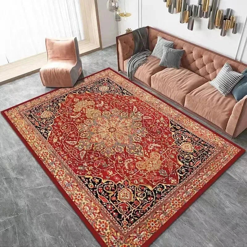Cosysol Rouge / 50x80cm small mat Tapis Berbère Floral Rouge Vif Doré