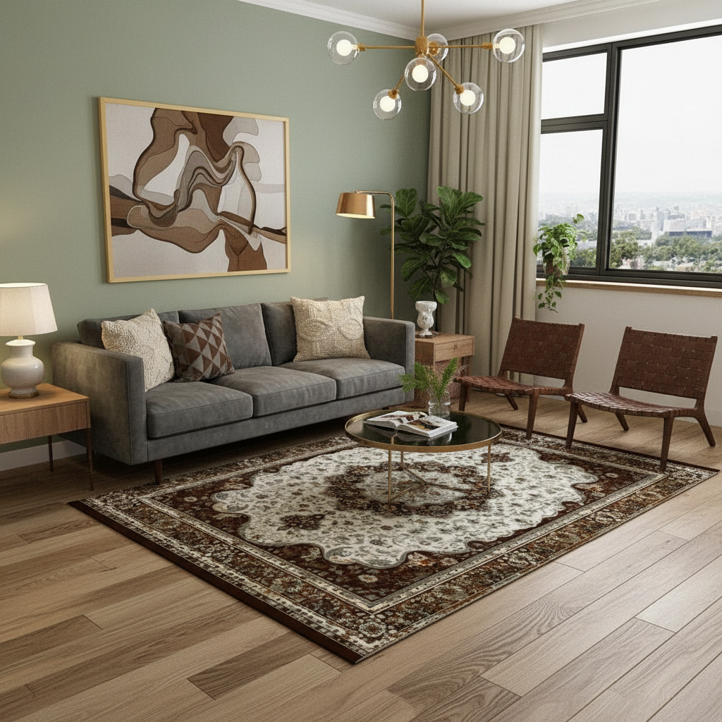 Tapis Berbère Maron Rétro Éclatant pour une Décoration Unique