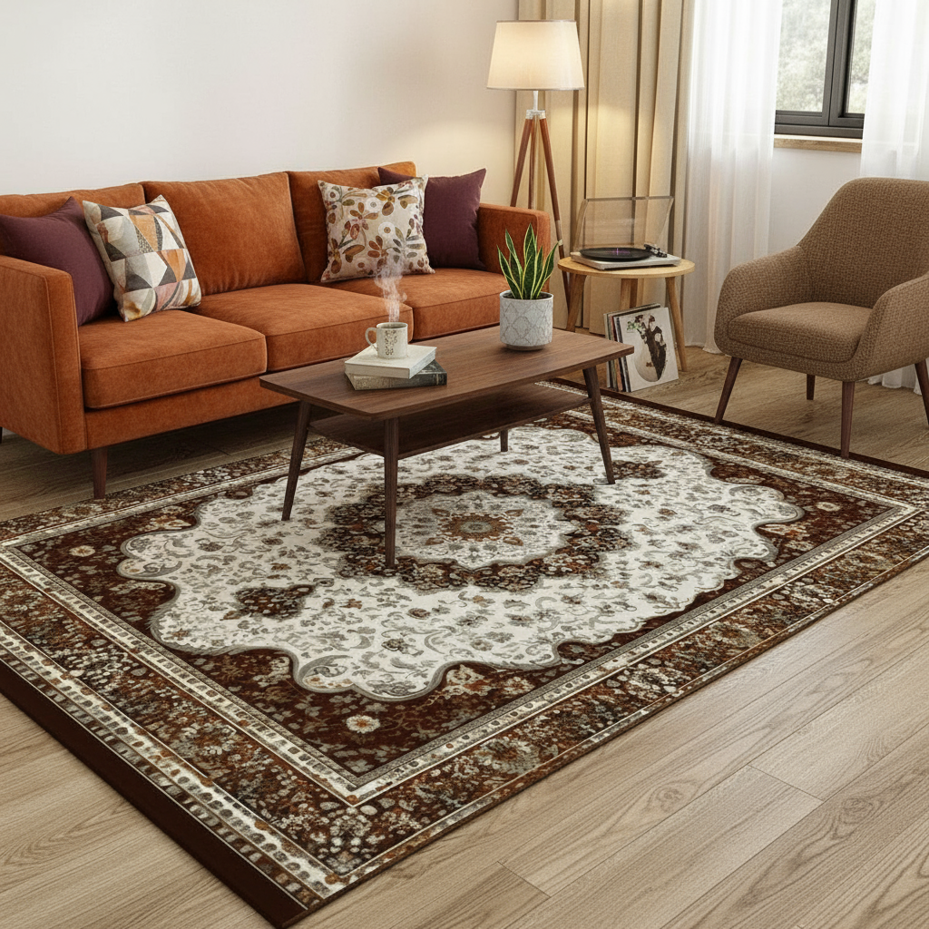 Tapis Berbère Maron Rétro Éclatant pour une Décoration Unique