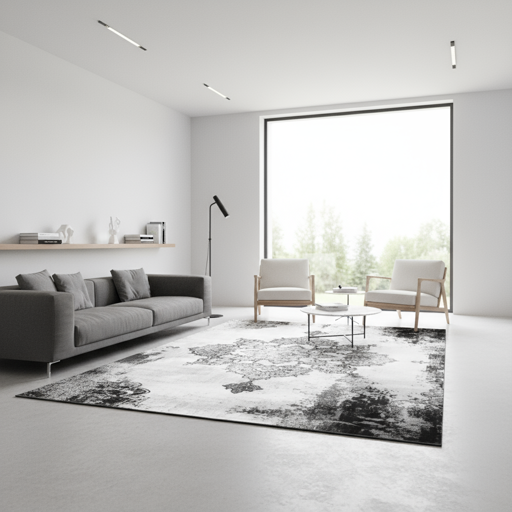 Tapis Berbère Noir et Blanc - Élégance Feutrée pour votre Intérieur