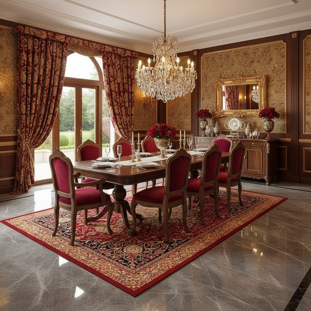 Tapis Berbère Rouge Doré Floral - Élégance et Tradition