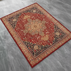 Tapis Berbère Rouge Doré Floral - Élégance et Tradition