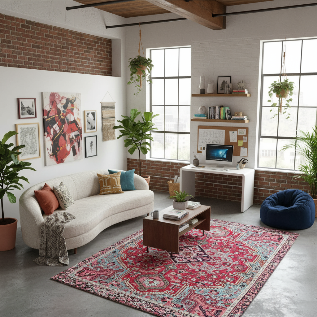 Tapis Berbère Rouge et Rose : Élégance Géométrique pour Votre Décor