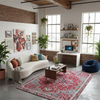 Tapis Berbère Rouge et Rose : Élégance Géométrique pour Votre Décor