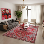 Tapis Berbère Rouge et Rose : Élégance Géométrique pour Votre Décor