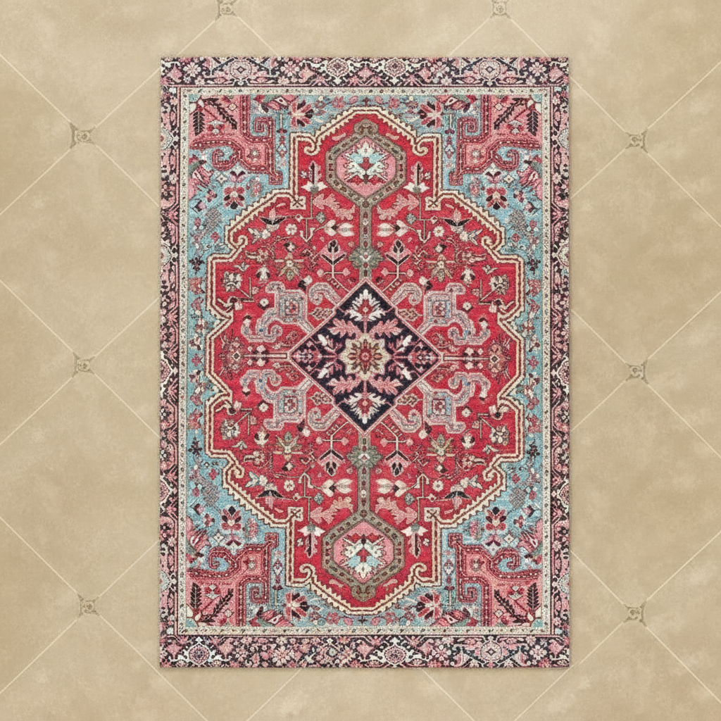 Tapis Berbère Rouge et Rose : Élégance Géométrique pour Votre Décor Rose / 50x80cm