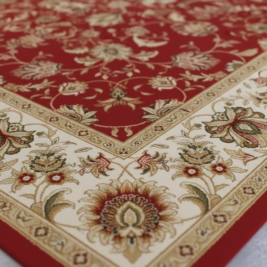 Tapis Berbère Rouge Floral Doré - Élégance Artisanale pour Votre Intérieur