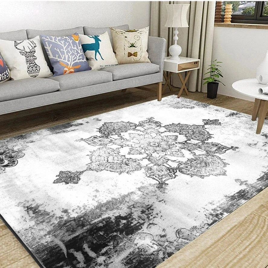 Cosysol Blanc / 50x80cm small mat Tapis Berbère teinte feutré Noir et Blanc