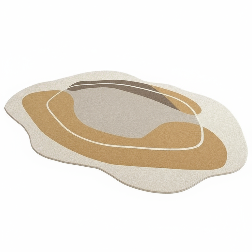 Tapis café crème irrégulier pour salon élégant