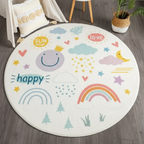 Tapis chambre bébé arc-en-ciel joyeuse rond