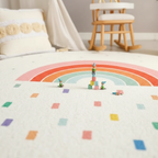 Tapis chambre bébé arc-en-ciel rond pour une décoration douce et colorée