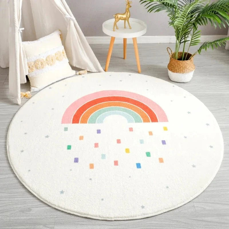 Ma boutique Blanc / 40 Tapis chambre bébé rond Arc-En-Ciel