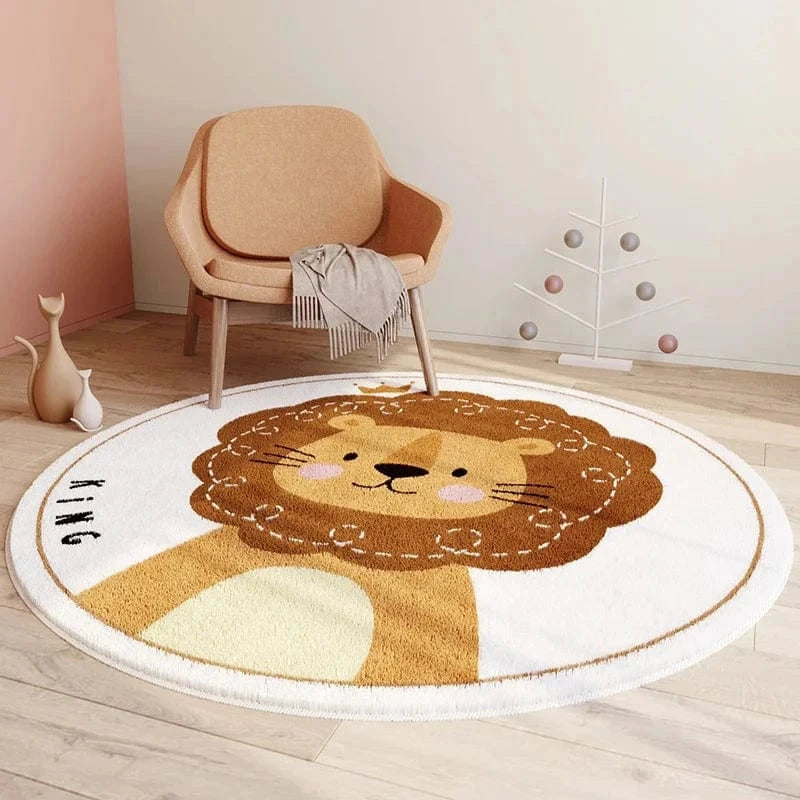Ma boutique Marron / 40 Tapis chambre bébé rond Lion mignon