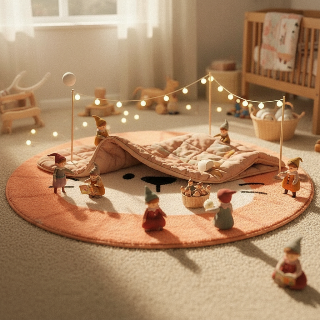 Tapis chambre bébé souris rond petite souris pour un espace douillet