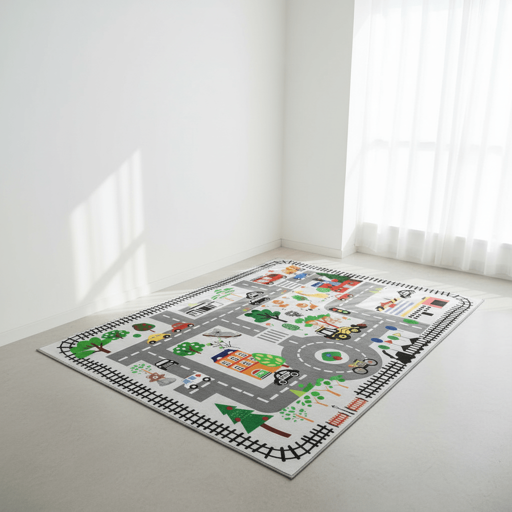 Tapis chambre d'enfant route de dessin animé
