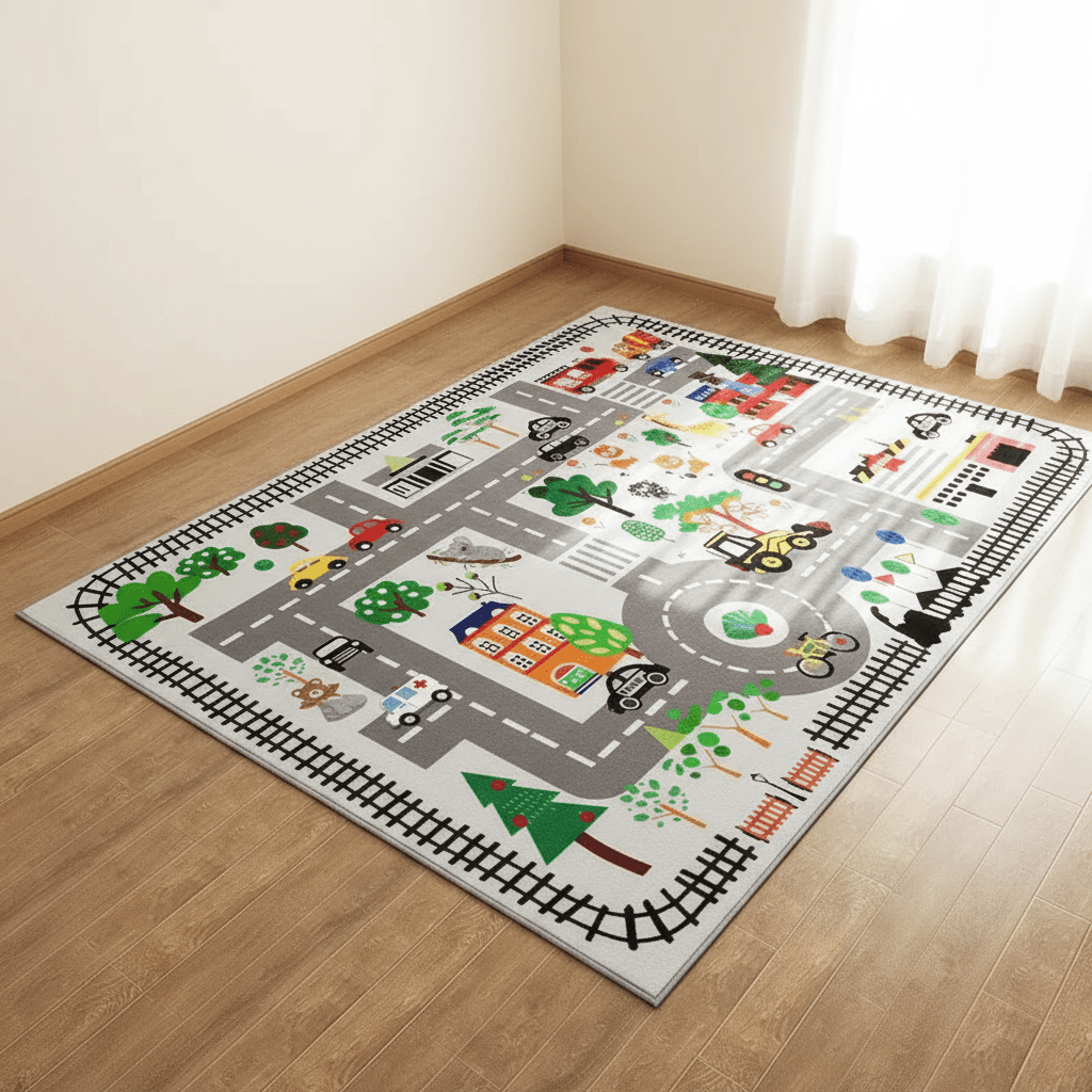 Tapis chambre d'enfant route de dessin animé