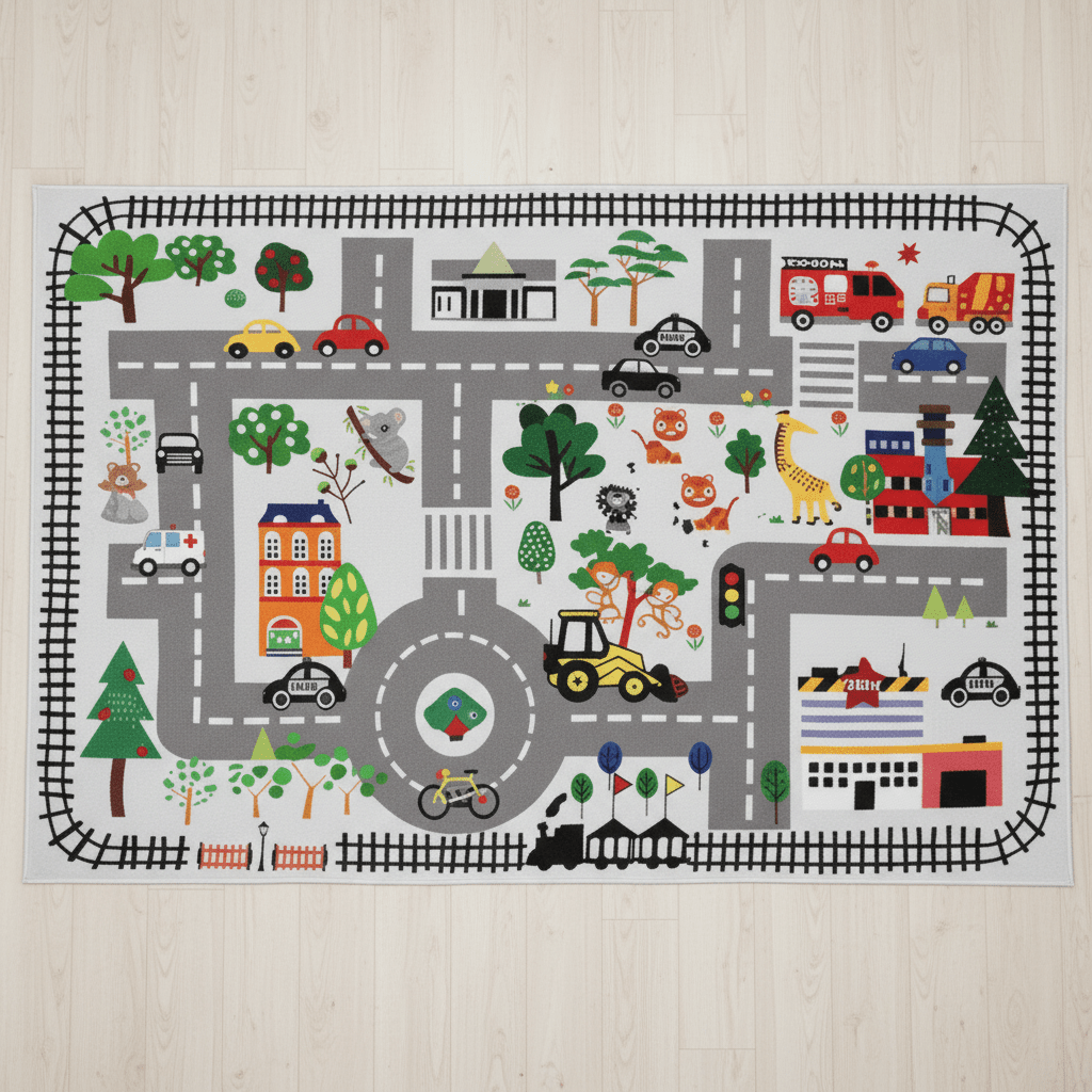 Tapis chambre d'enfant route de dessin animé