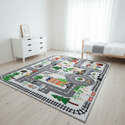 Tapis chambre d'enfant route de dessin animé