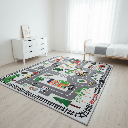 Tapis chambre d'enfant route de dessin animé