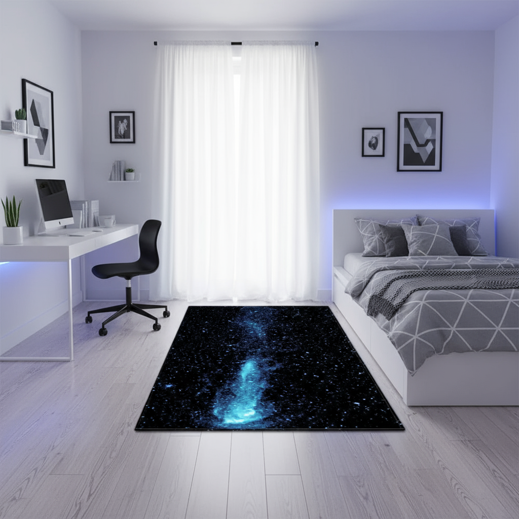Tapis chambre enfant galaxy petite taille pour une déco spatiale amusante