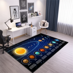 Tapis chambre enfant système solaire Aligné pour une décoration ludique