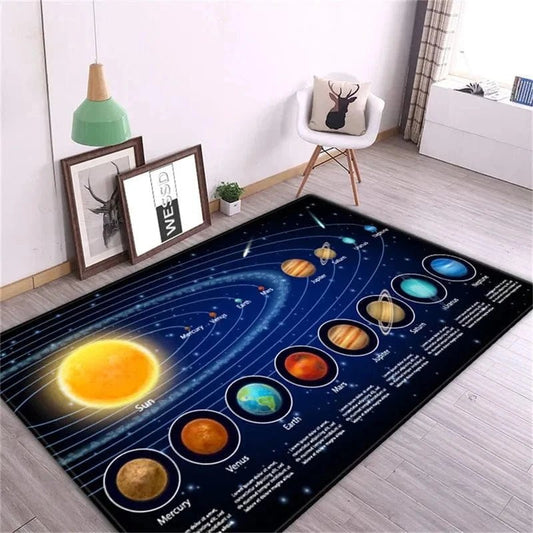 Tapis chambre enfant système solaire Aligné pour une décoration ludique