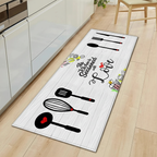 Tapis Cuisine Blanc Élégant - This Kitchen is Seasoned With Love pour un Espace Culinaires Confortable