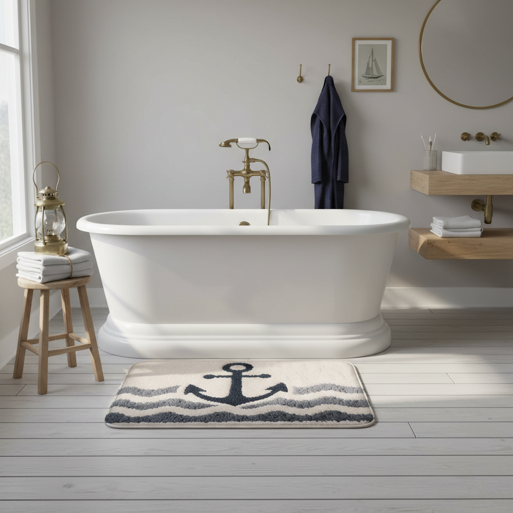 Tapis de bain ancre baignoire