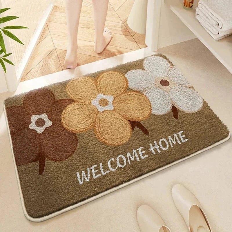 Ma boutique Marron / 40X60CM Tapis de bain antidérapant 3 Fleurs Maron