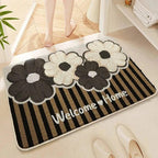 Ma boutique Noir / 40X60CM Tapis de bain antidérapant 4 Fleurs à Rayure