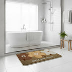 Tapis de bain antidérapant fleurs 3 motifs Maron