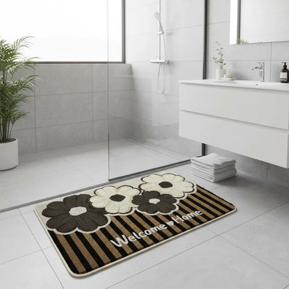 Tapis de bain antidérapant Fleurs à Rayure - Confort et Sécurité pour votre salle de bain