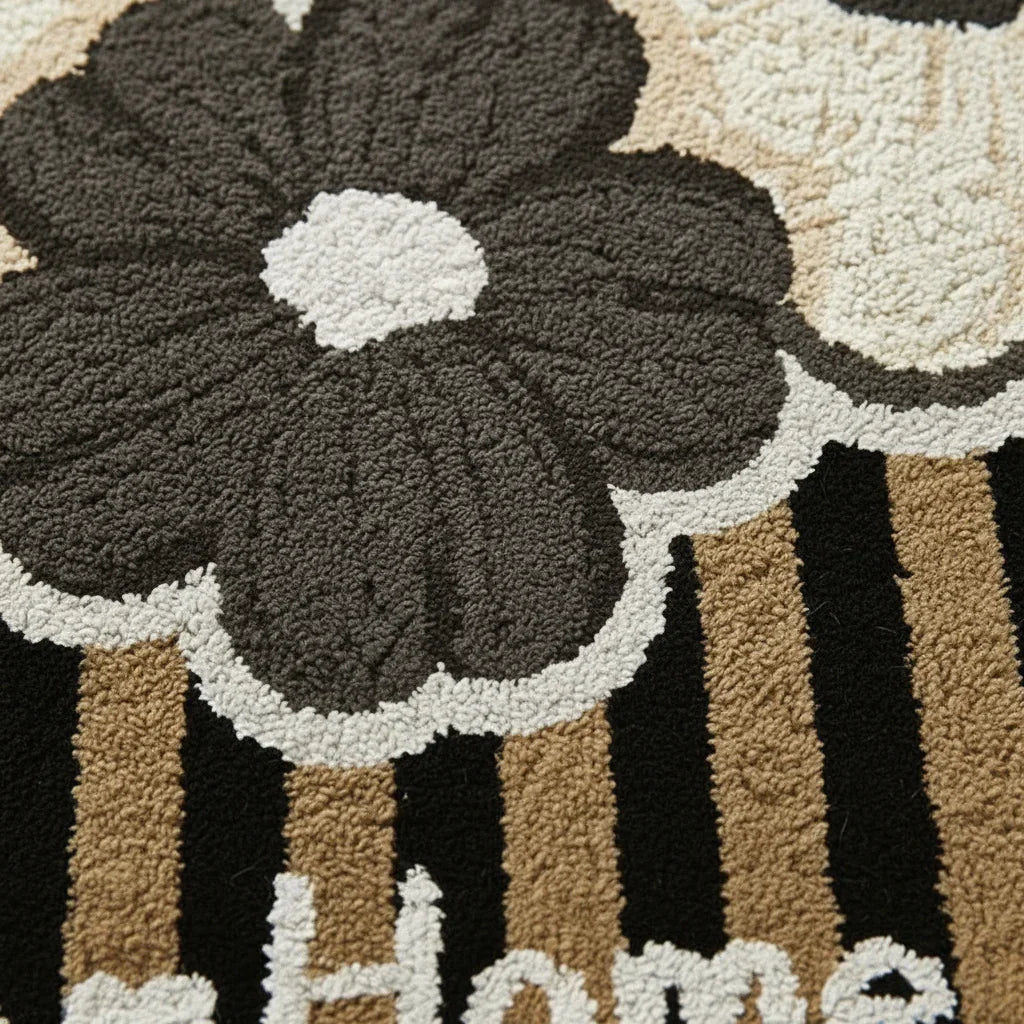 Tapis de bain antidérapant Fleurs à Rayure - Confort et Sécurité pour votre salle de bain