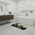 Tapis de bain antidérapant fleurs noir - Confort et sécurité pour votre salle de bain