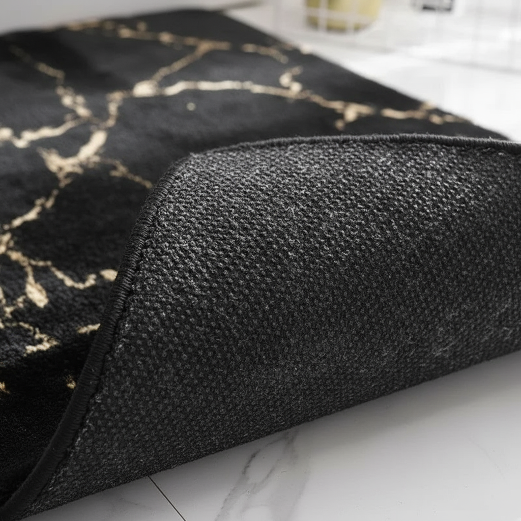 Tapis de bain antidérapant noir soyeux pour salle de bain