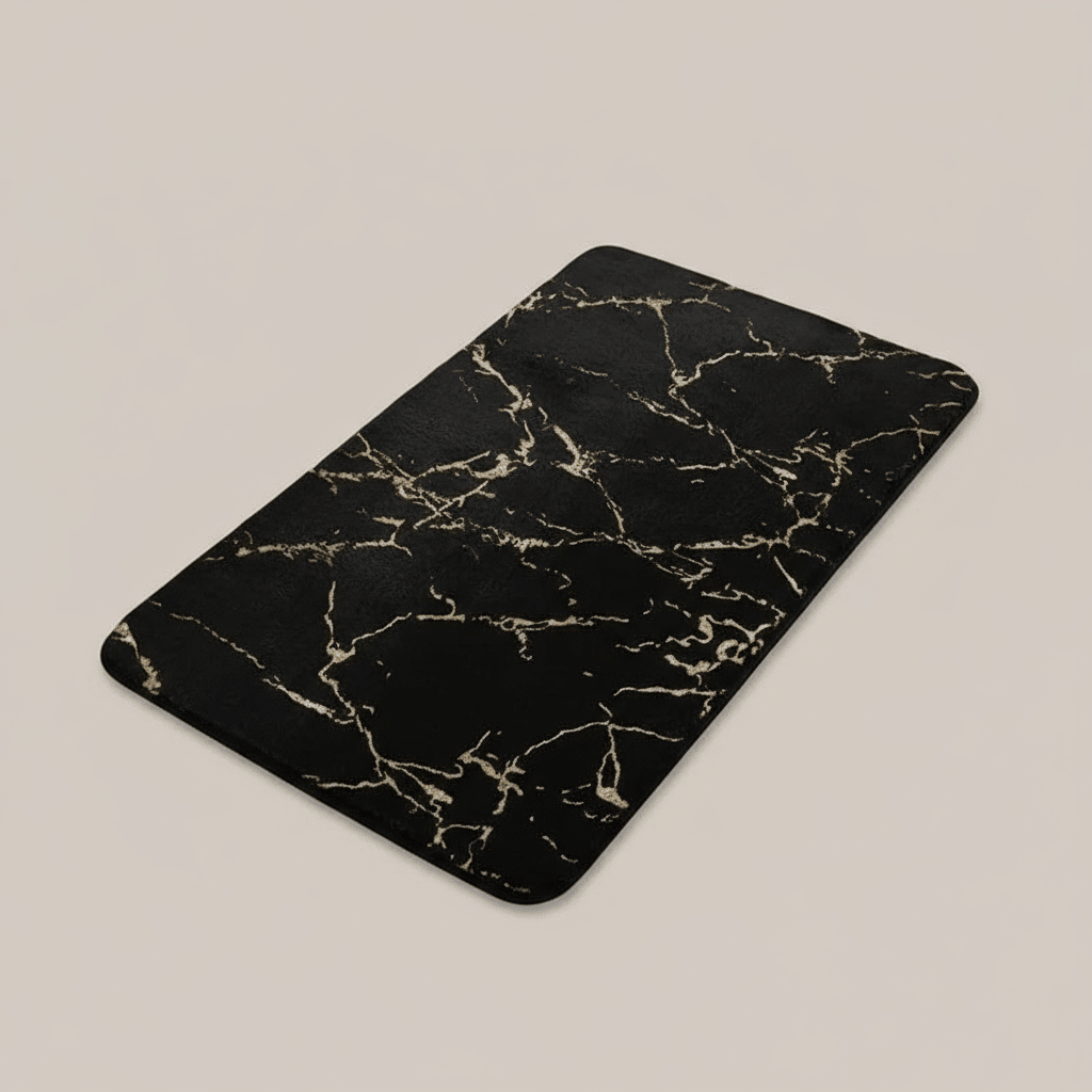 Tapis de bain antidérapant noir soyeux pour salle de bain
