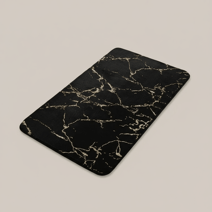 Tapis de bain antidérapant noir soyeux pour salle de bain