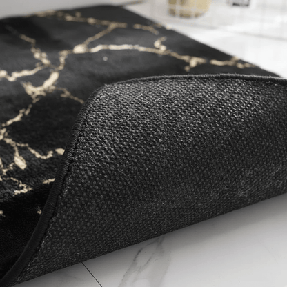 Tapis de bain antidérapant noir soyeux pour salle de bain