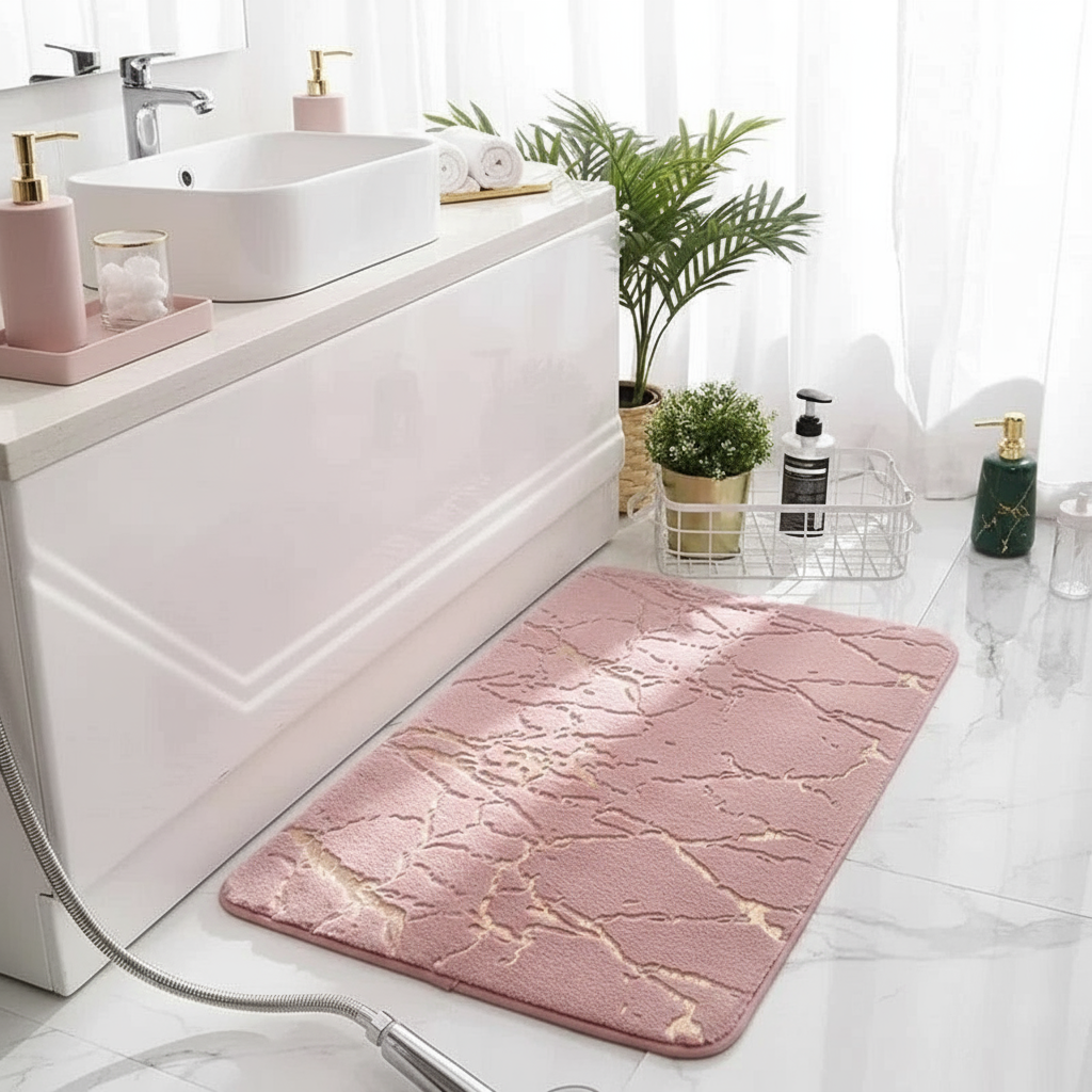 Tapis de bain antidérapant rose - Douceur et sécurité pour votre salle de bain