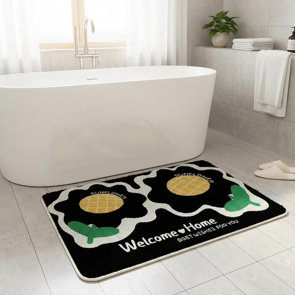 Tapis de bain antidérapant Tournesol - Confort et Sécurité pour Votre Salle de Bain
