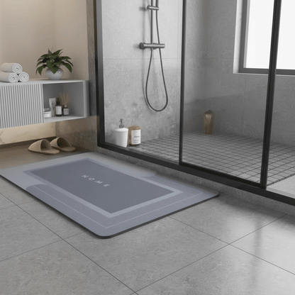 Tapis de bain bleu microfibre séchage rapide