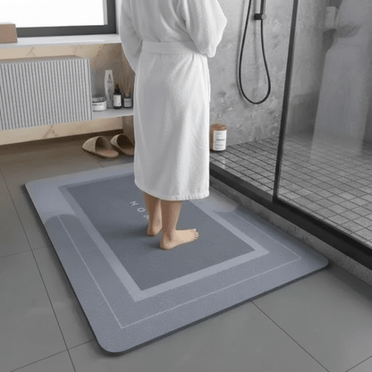 Tapis de bain bleu microfibre séchage rapide