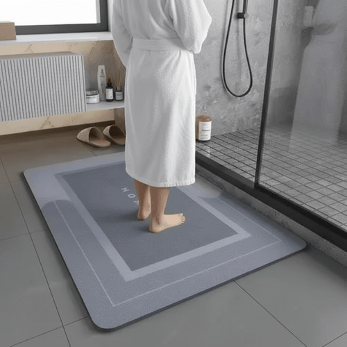 Tapis de bain bleu microfibre séchage rapide