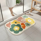 Tapis de bain floral mignon à motif floral pour salle de bain Beige / 40X60