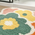 Tapis de bain floral mignon à motif floral pour salle de bain Beige / 40X60