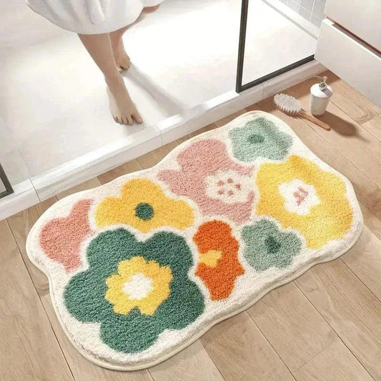 Tapis de bain floral mignon à motif floral pour salle de bain