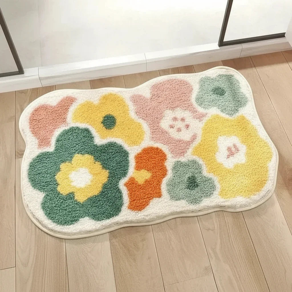 Tapis de bain floral mignon à motif floral pour salle de bain